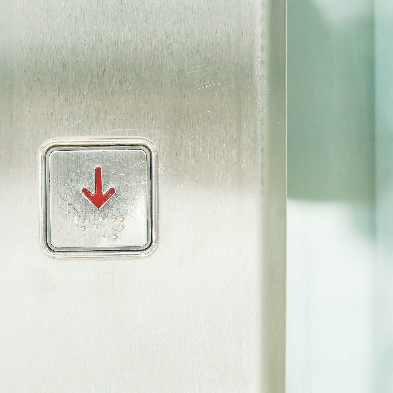 elevator button turned down